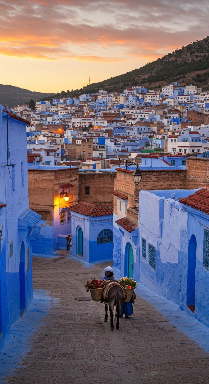 Blue streets of Chefchaouen in the Rif Mountains