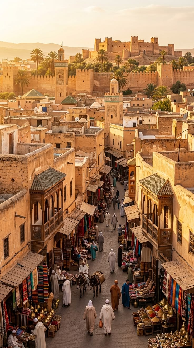 Traditional Moroccan street showcasing local culture and daily life