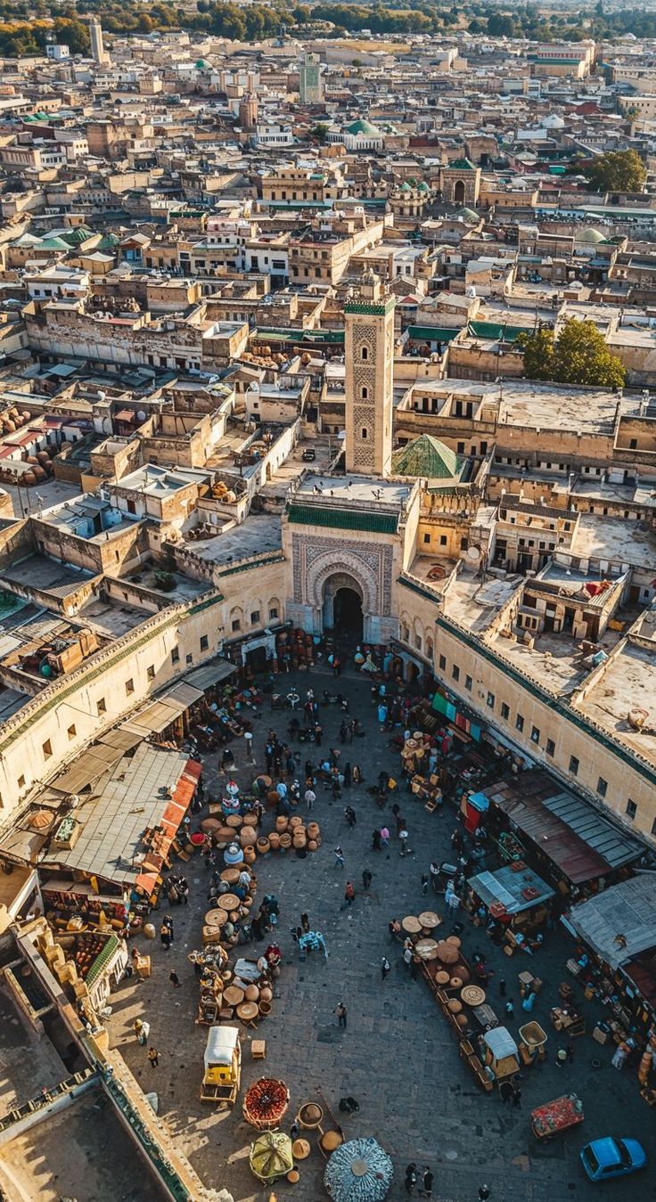 Aerial view of the historic Medina of Fes