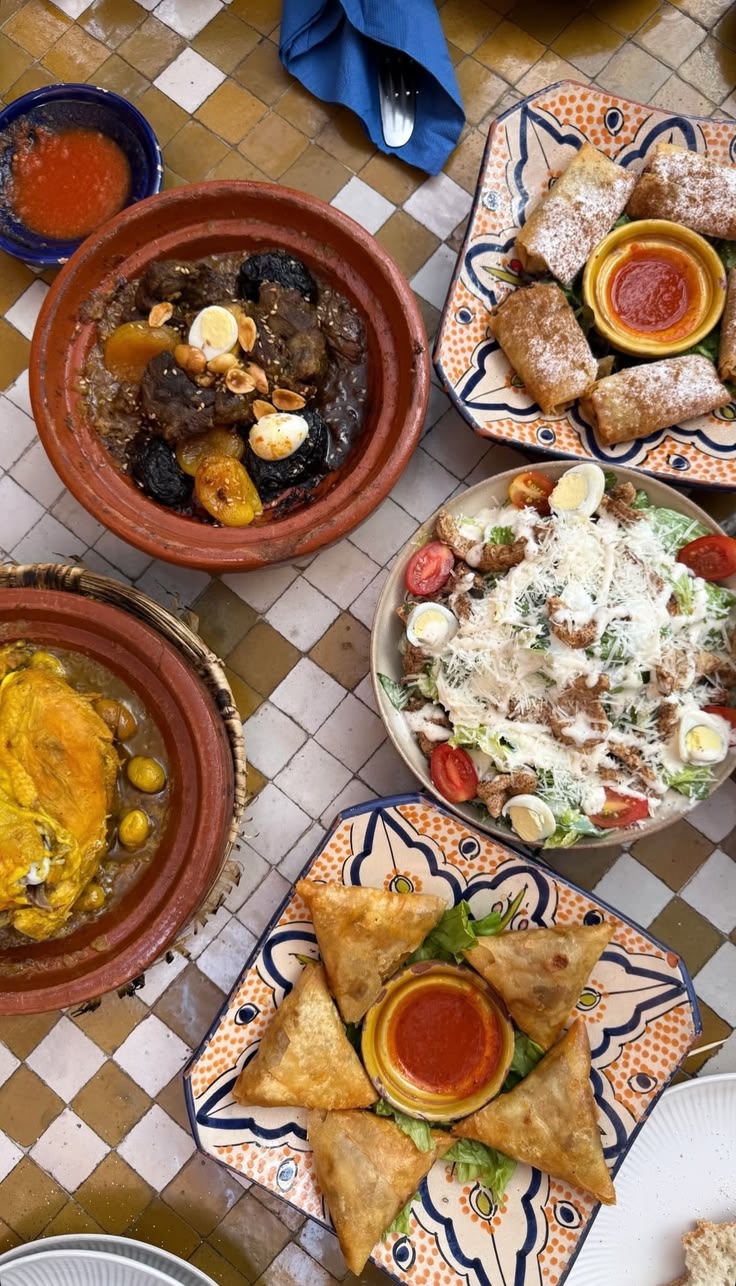 Traditional Moroccan cuisine served in Morocco